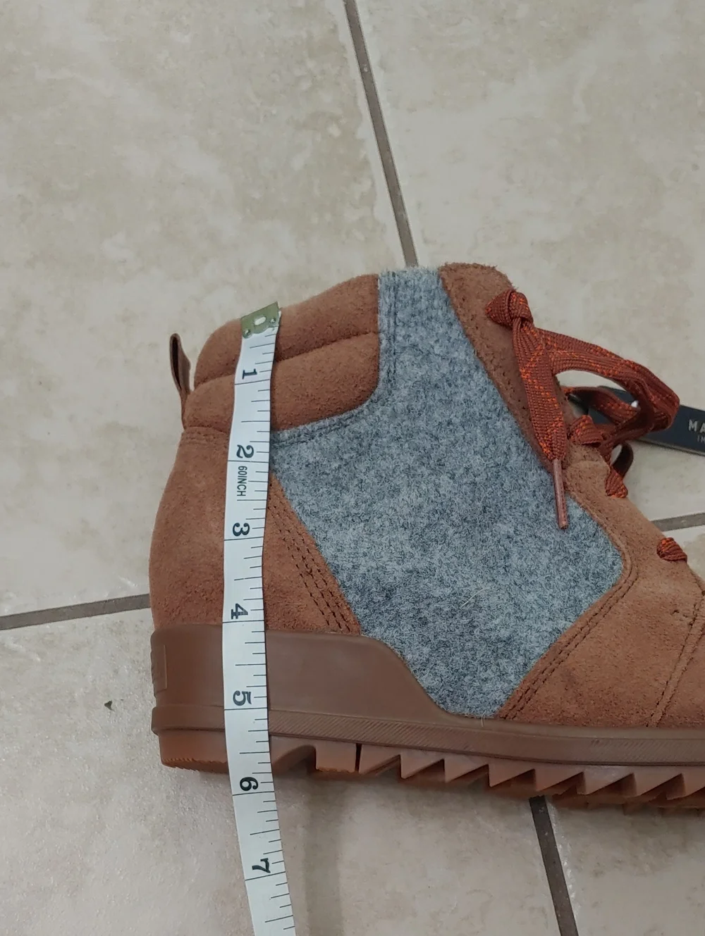 Sorel Evie Ankle Boots Women's Brown Leather Wedge Lace Up Size 7